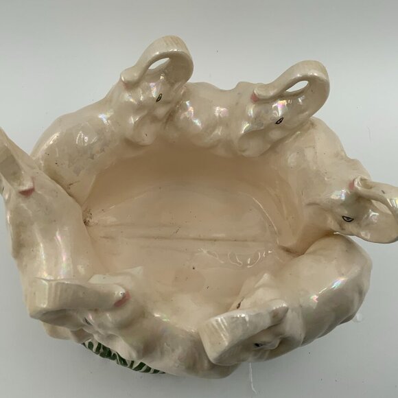 Vintage Ring of 6 Elephants Planter, Holland Mold #2, Iridescent - Picture 6 of 9